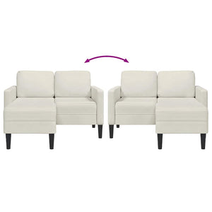 vidaXL Canapé 2 places en forme de L avec méridienne crème 125 cm velours
