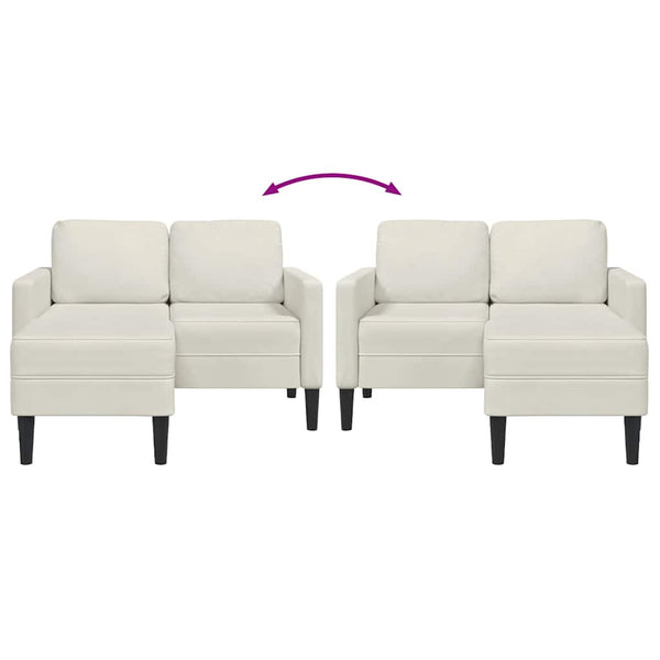 vidaXL Canapé 2 places en forme de L avec méridienne crème 125 cm velours