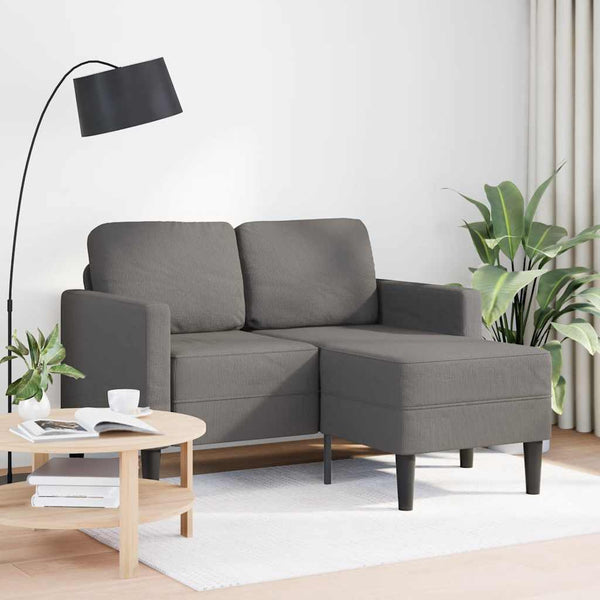 2-Sitzer L-Sofa mit Chaiselongue Hellgrau Leinen