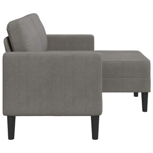 2-Sitzer L-Sofa mit Chaiselongue Hellgrau Leinen