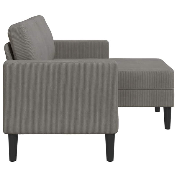2-Sitzer L-Sofa mit Chaiselongue Hellgrau Leinen