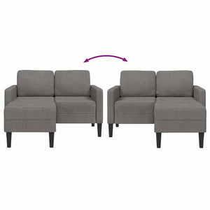 2-Sitzer L-Sofa mit Chaiselongue Hellgrau Leinen