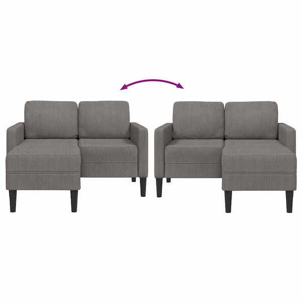 2-Sitzer L-Sofa mit Chaiselongue Hellgrau Leinen