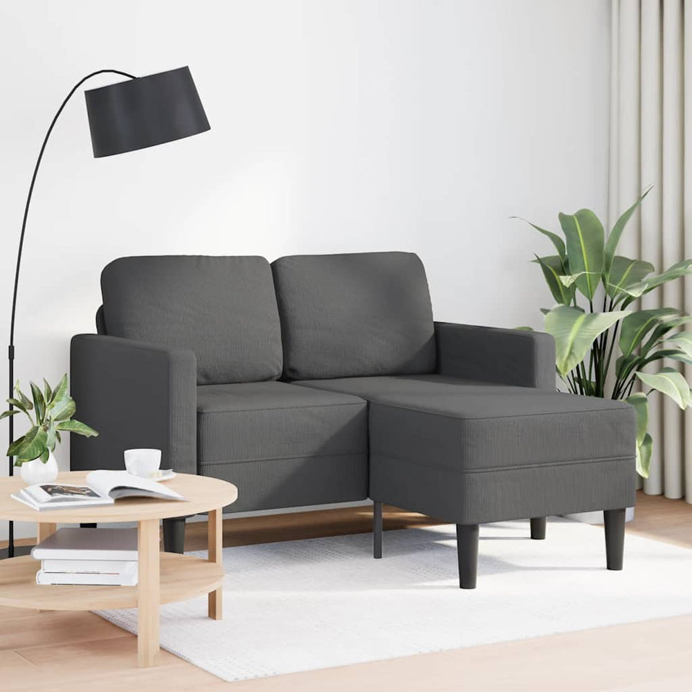 2-Sitzer L-Sofa mit Chaiselongue Dunkelgrau