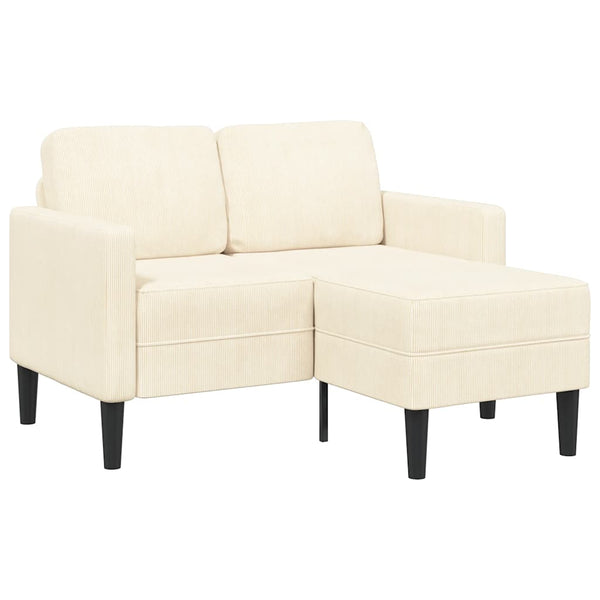 2-Sitzer L-Sofa mit Chaiselongue Creme Leinen