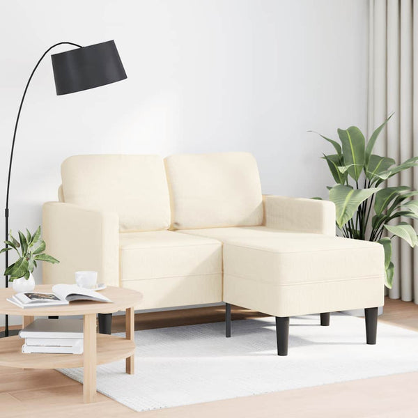 2-Sitzer L-Sofa mit Chaiselongue Creme Leinen