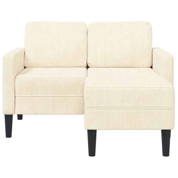 2-Sitzer L-Sofa mit Chaiselongue Creme Leinen