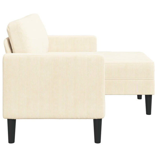 2-Sitzer L-Sofa mit Chaiselongue Creme Leinen