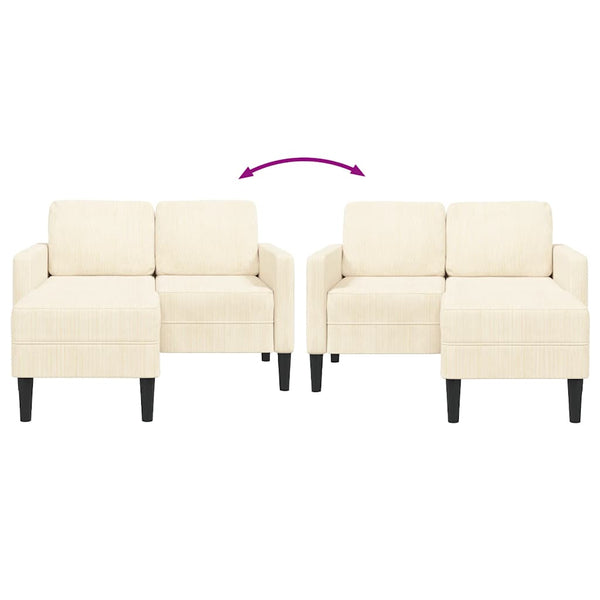 2-Sitzer L-Sofa mit Chaiselongue Creme Leinen