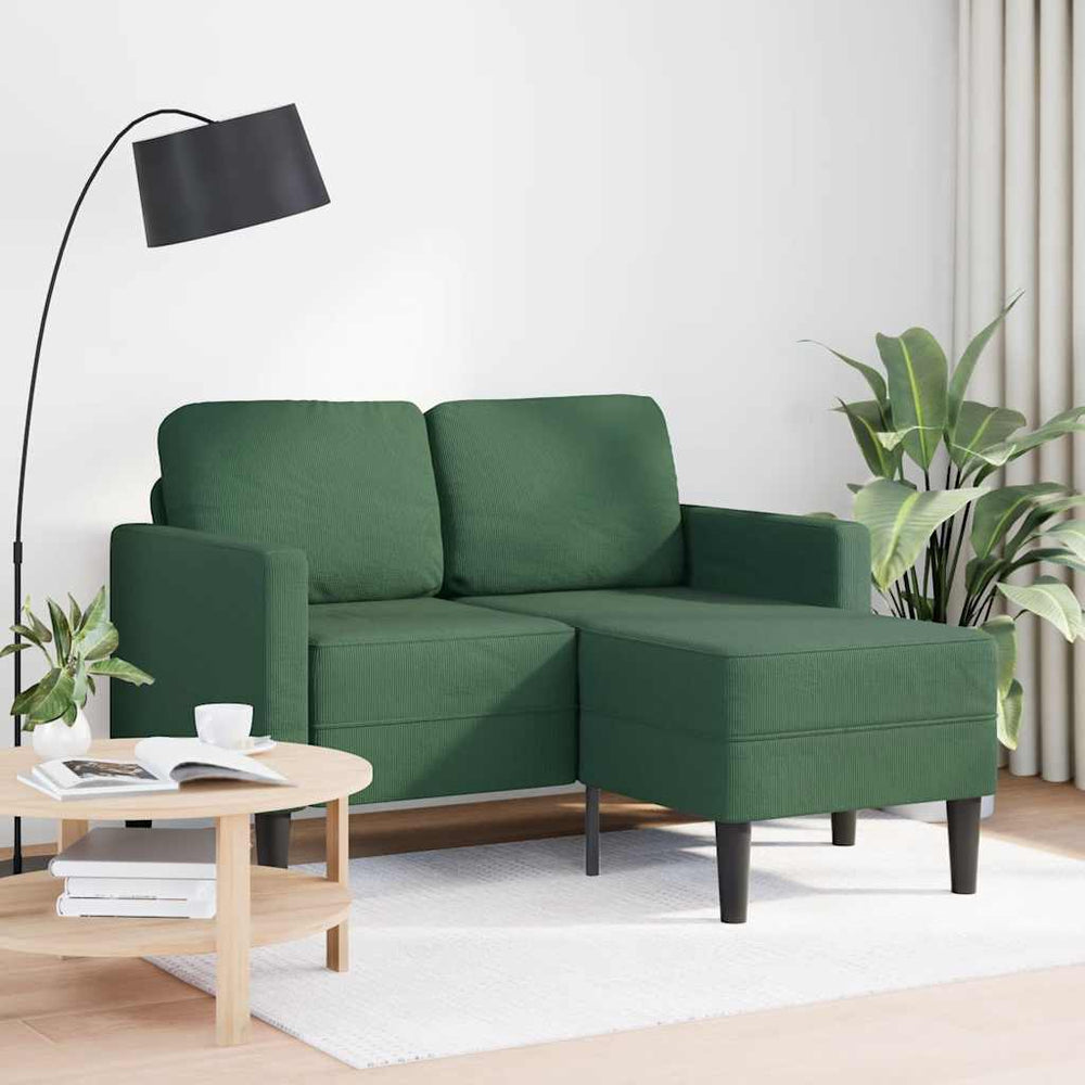 2-Sitzer Sofa mit Chaiselongue Dunkelgrün