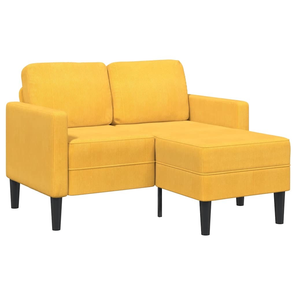 Hellgelbes 2-Sitzer Sofa mit Chaiselongue