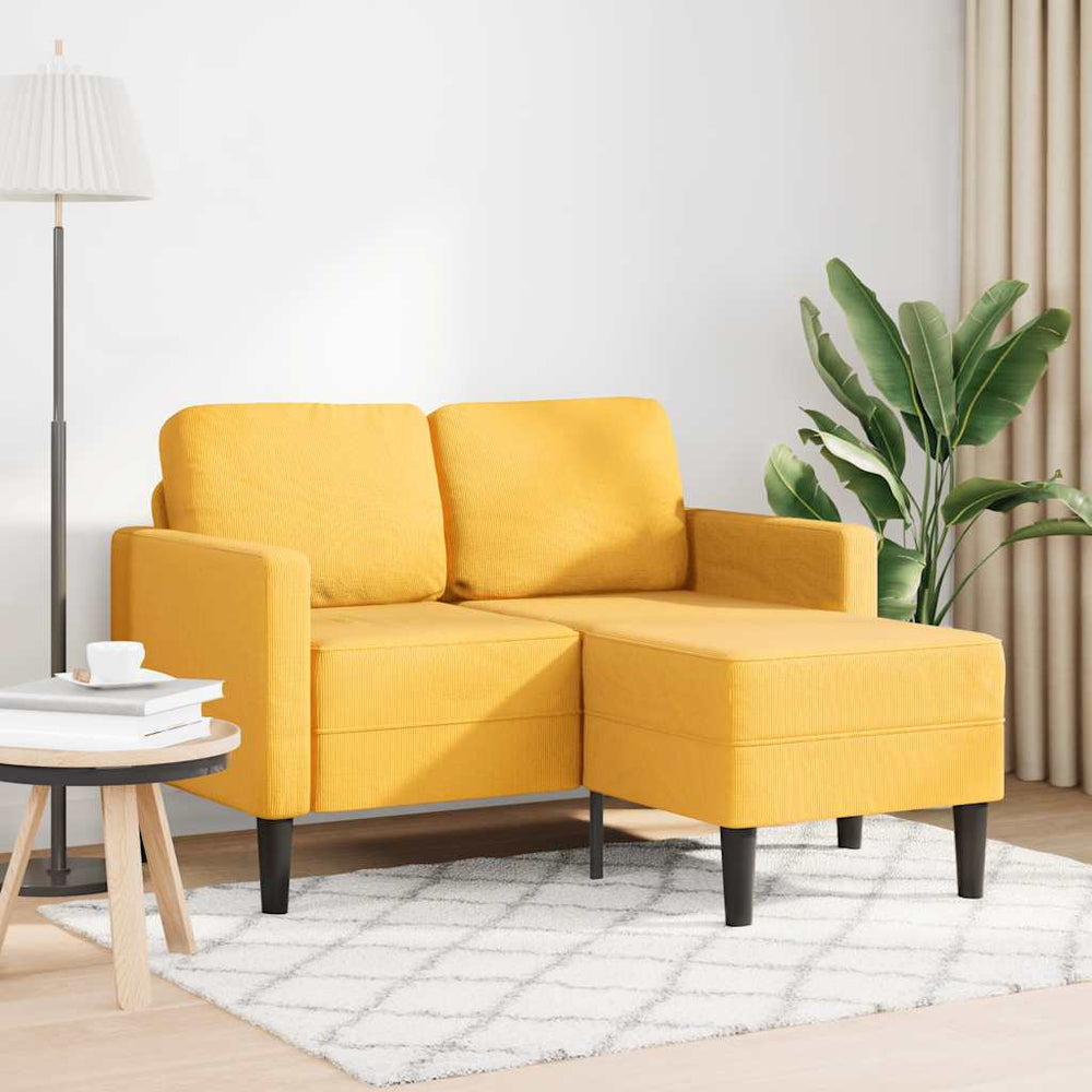 Hellgelbes 2-Sitzer Sofa mit Chaiselongue