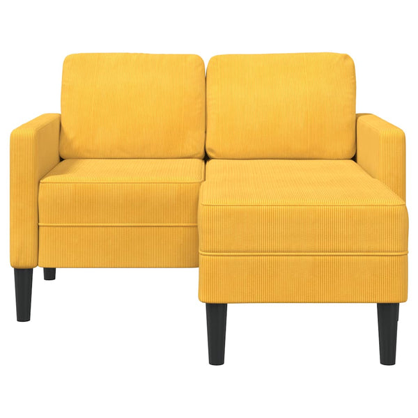 Hellgelbes 2-Sitzer Sofa mit Chaiselongue