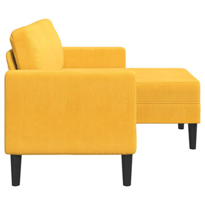 Hellgelbes 2-Sitzer Sofa mit Chaiselongue