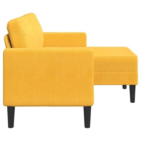 Hellgelbes 2-Sitzer Sofa mit Chaiselongue