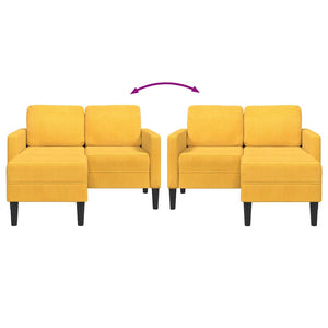 Hellgelbes 2-Sitzer Sofa mit Chaiselongue