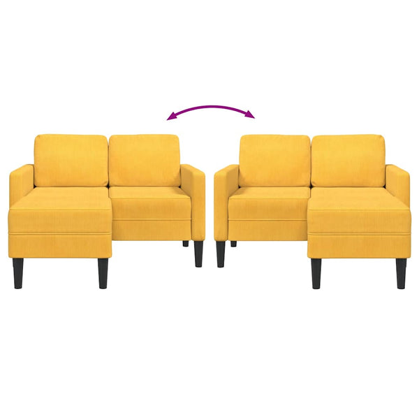 Hellgelbes 2-Sitzer Sofa mit Chaiselongue