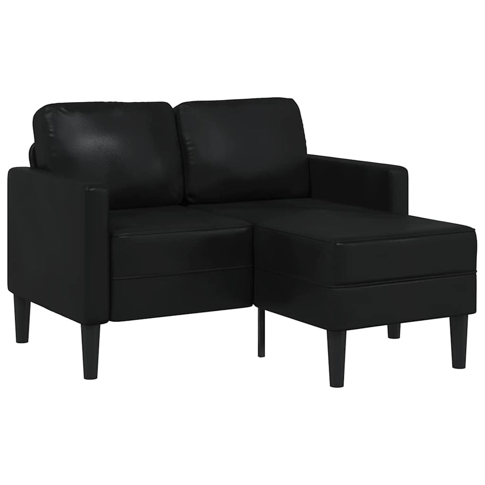 Schwarzes L-förmiges Kunstleder Sofa mit Chaiselongue