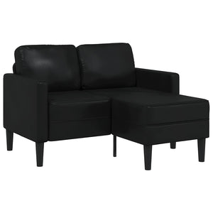 Schwarzes L-förmiges Kunstleder Sofa mit Chaiselongue