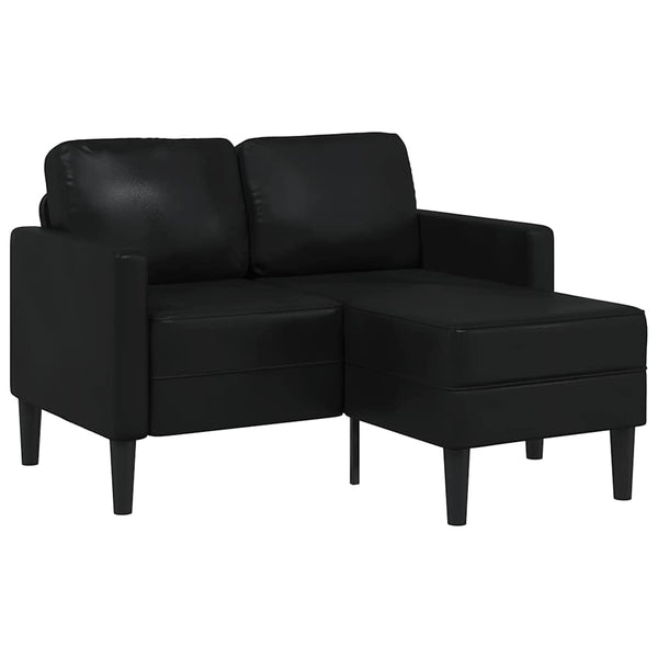 Schwarzes L-förmiges Kunstleder Sofa mit Chaiselongue