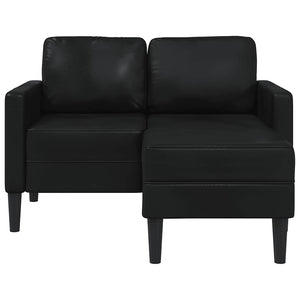 Schwarzes L-förmiges Kunstleder Sofa mit Chaiselongue