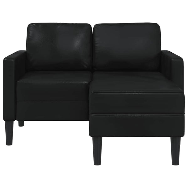 Schwarzes L-förmiges Kunstleder Sofa mit Chaiselongue