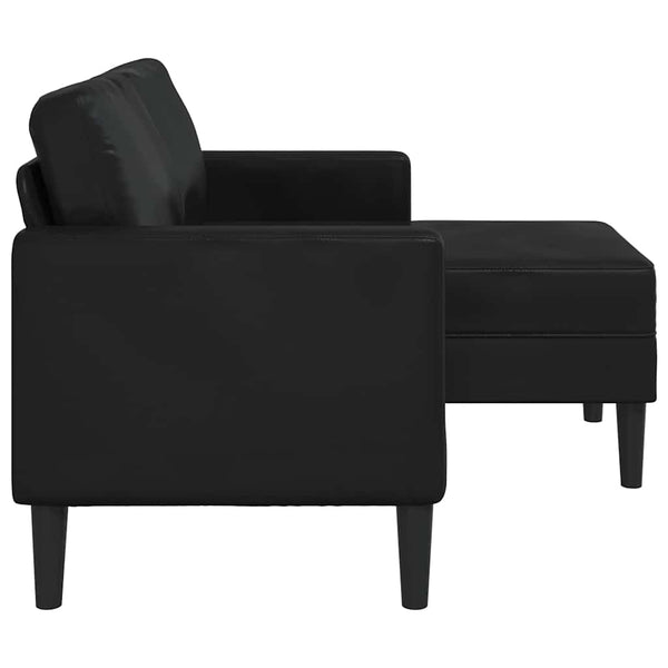 Schwarzes L-förmiges Kunstleder Sofa mit Chaiselongue