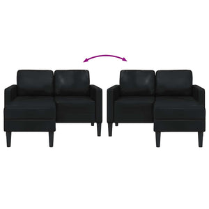 Schwarzes L-förmiges Kunstleder Sofa mit Chaiselongue