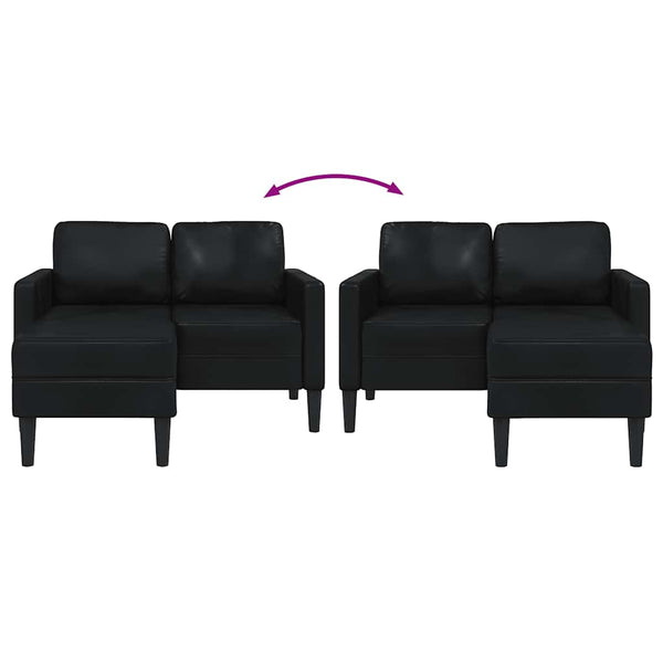 Schwarzes L-förmiges Kunstleder Sofa mit Chaiselongue