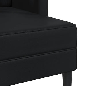 Schwarzes L-förmiges Kunstleder Sofa mit Chaiselongue