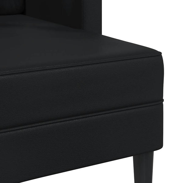 Schwarzes L-förmiges Kunstleder Sofa mit Chaiselongue