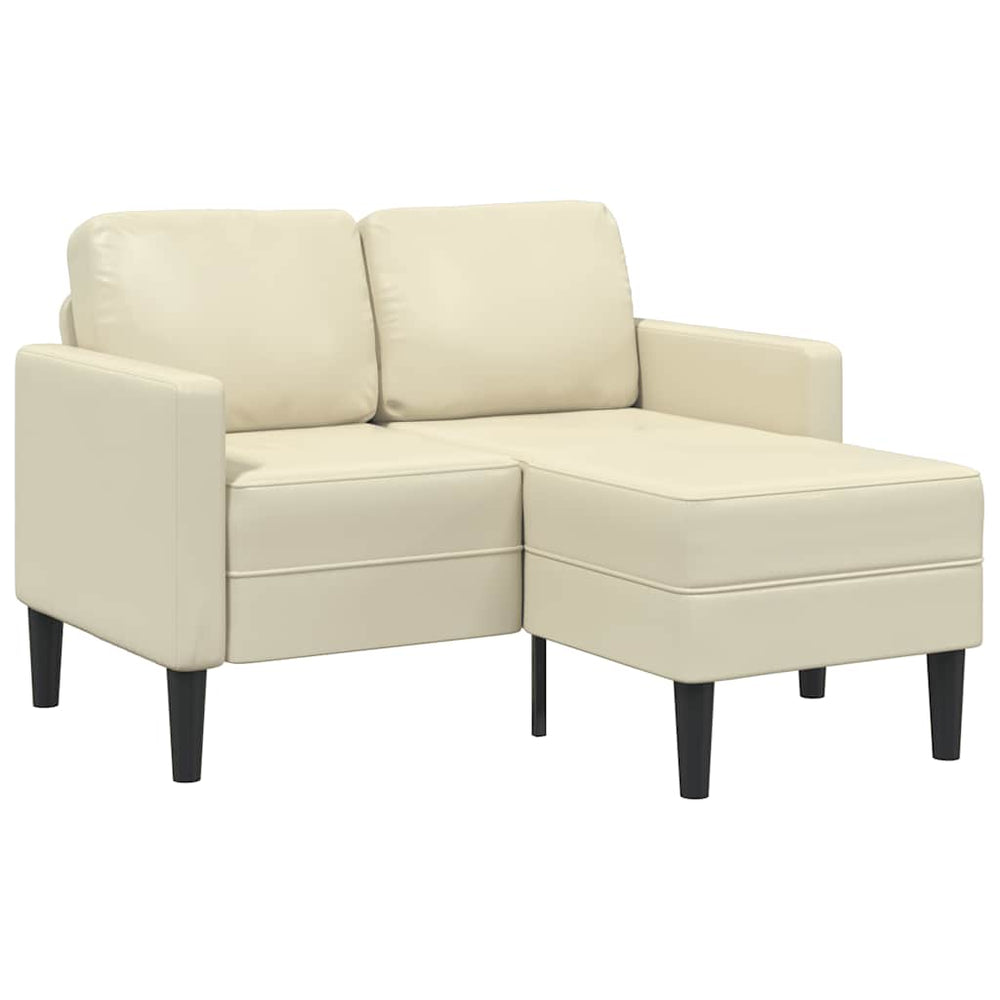 2-Sitzer Sofa mit Chaiselongue Creme Kunstleder