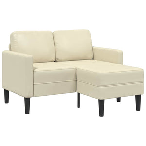 2-Sitzer Sofa mit Chaiselongue Creme Kunstleder