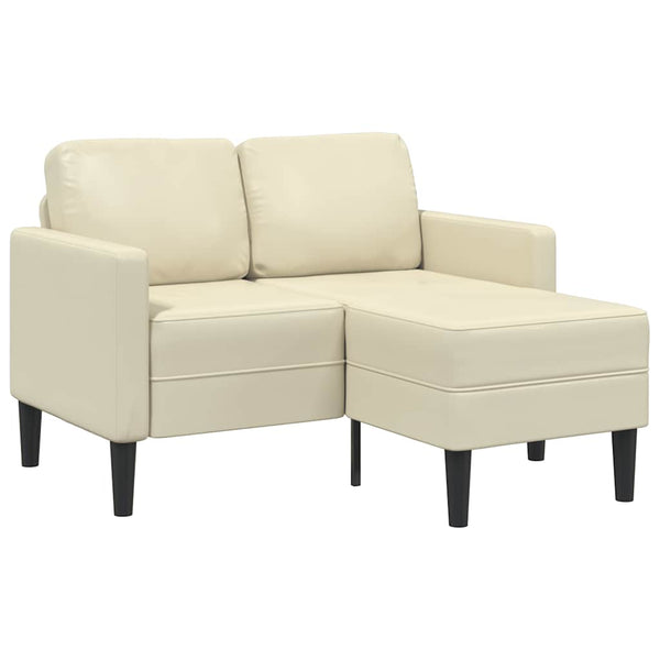 2-Sitzer Sofa mit Chaiselongue Creme Kunstleder