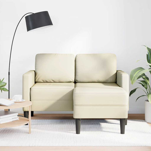 2-Sitzer Sofa mit Chaiselongue Creme Kunstleder
