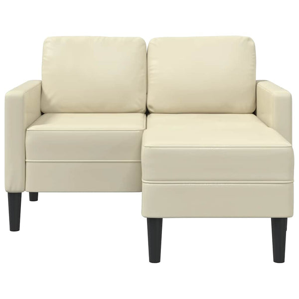 2-Sitzer Sofa mit Chaiselongue Creme Kunstleder