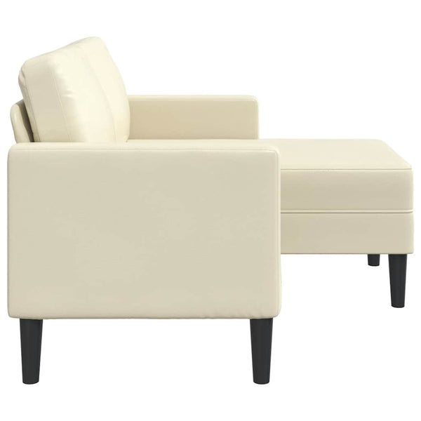 2-Sitzer Sofa mit Chaiselongue Creme Kunstleder