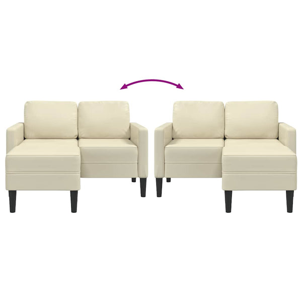 2-Sitzer Sofa mit Chaiselongue Creme Kunstleder