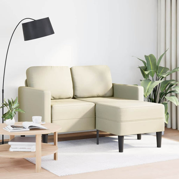 2-Sitzer Sofa mit Chaiselongue Creme Kunstleder