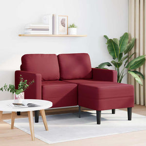 2-Sitzer Sofa mit Chaiselongue Weinrot Kunstleder