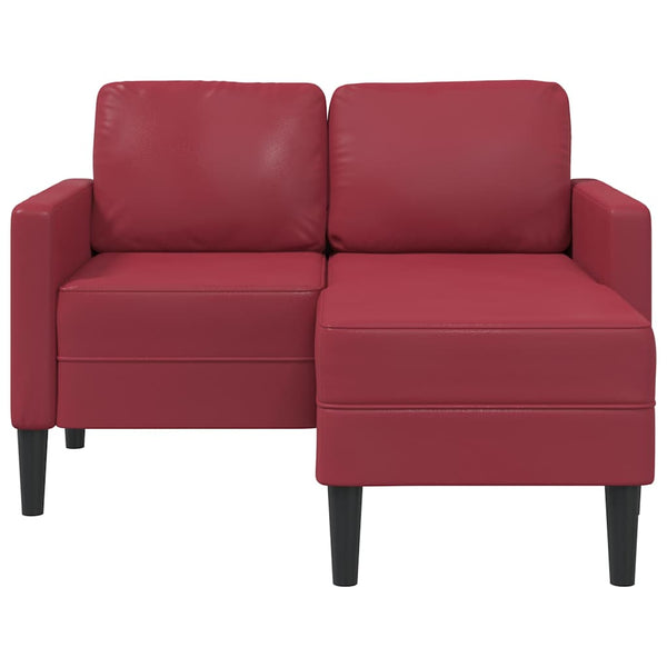 2-Sitzer Sofa mit Chaiselongue Weinrot Kunstleder