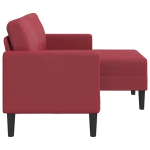 2-Sitzer Sofa mit Chaiselongue Weinrot Kunstleder