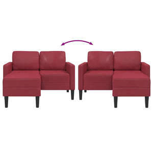 2-Sitzer Sofa mit Chaiselongue Weinrot Kunstleder