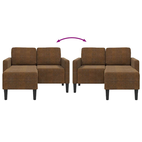 2-Sitzer L-Sofa mit Chaiselongue, Braun