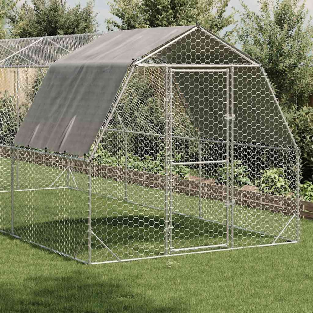 Verzinkter Hühnerstall mit Dach 2,5x6x2,25 m