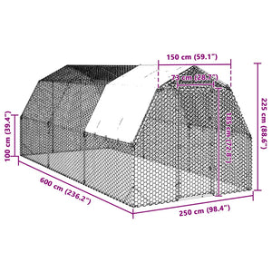 Verzinkter Hühnerstall mit Dach 2,5x6x2,25 m