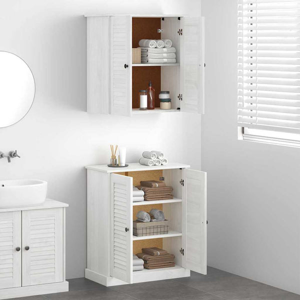 Badezimmermöbel Set, 2-teilig, Weiß/Antikweiß