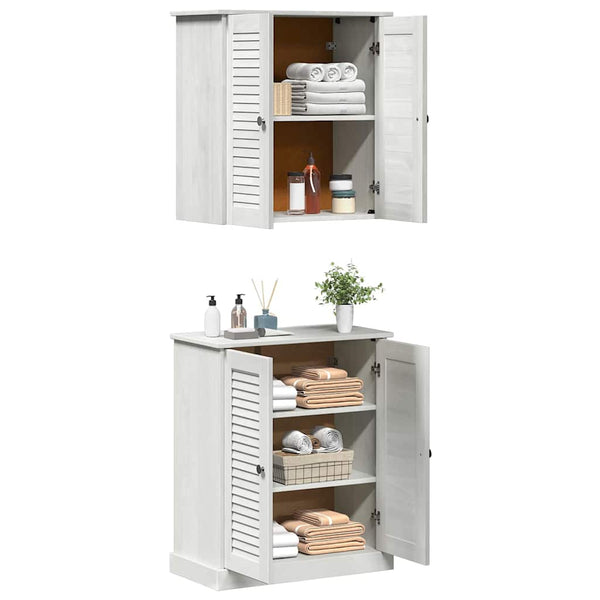 Badezimmermöbel Set, 2-teilig, Weiß/Antikweiß