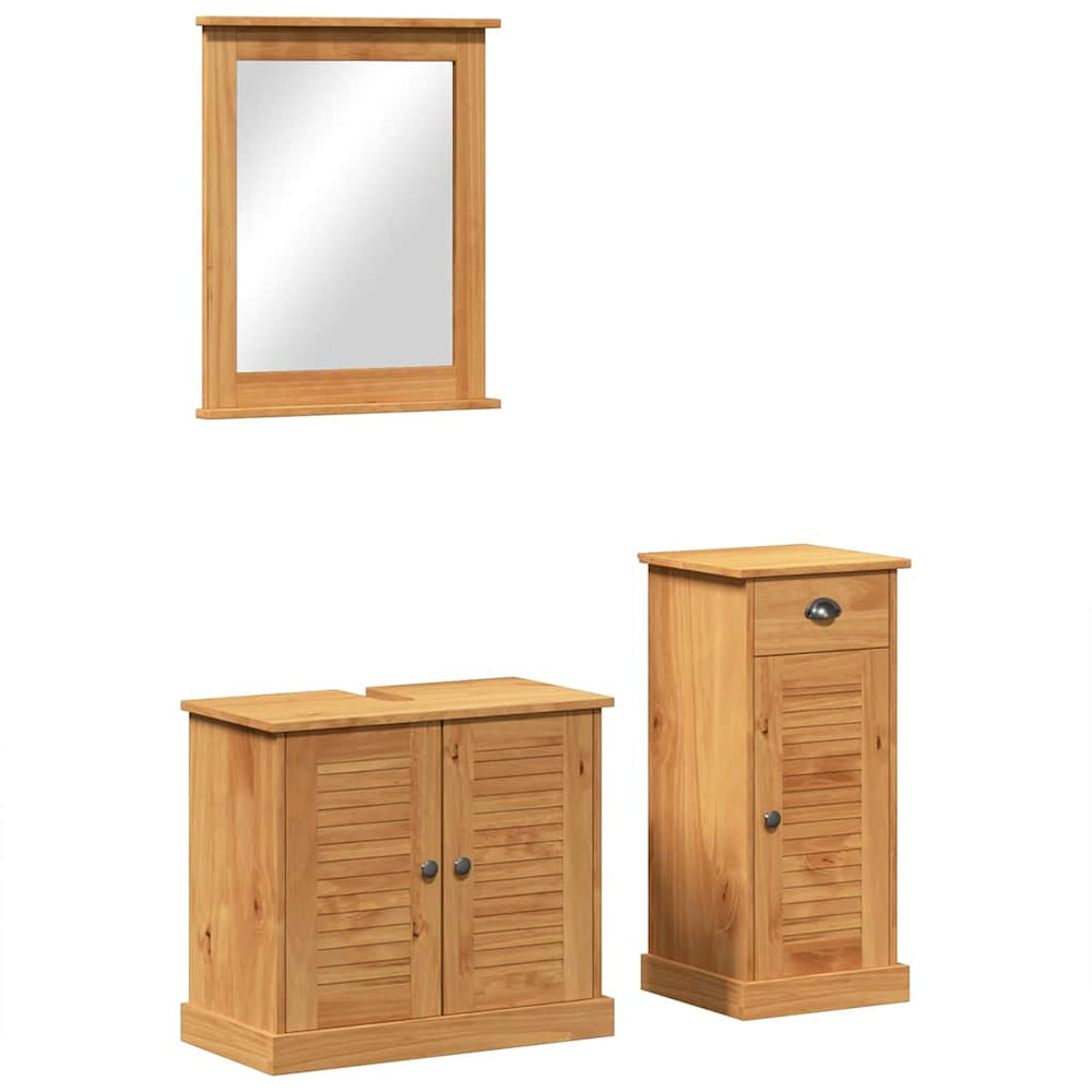 vidaXL Ensemble de meubles de salle de bain VIGO 3 pcs marron miel, bois de pin massif