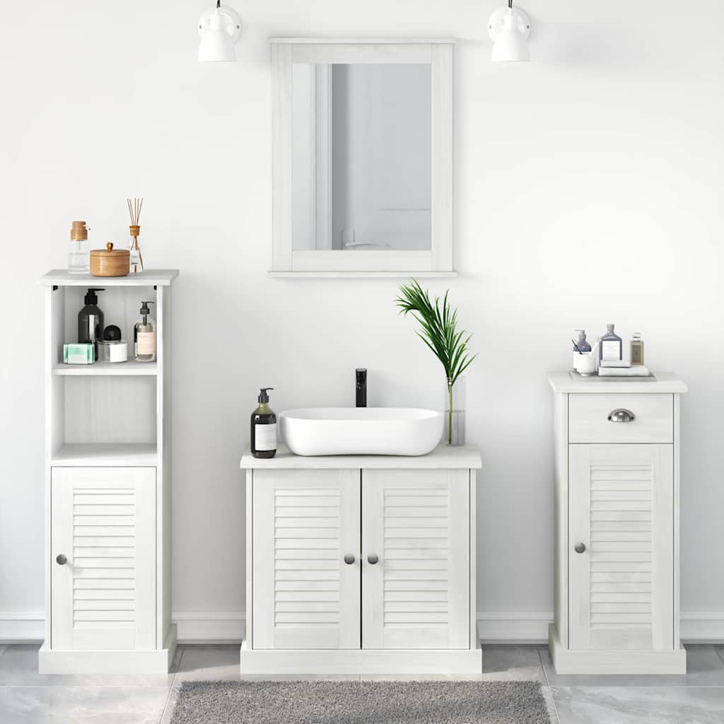 Badezimmermöbel Set Antik Weiß Kiefer